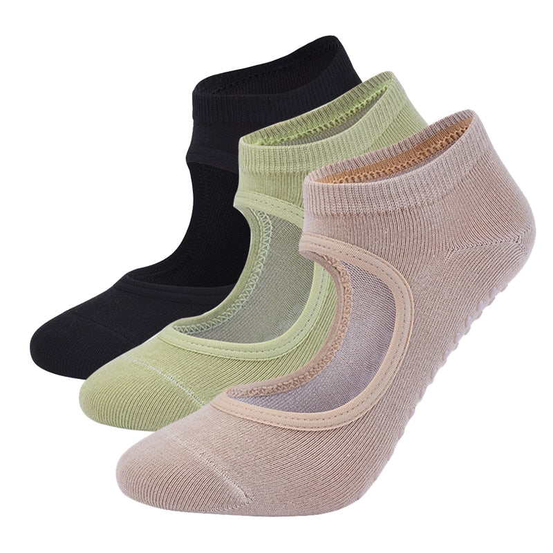 1Pair Women Pilates Socks Backless Anti-Slip Breathable Yoga Socks Sports S  TOP2