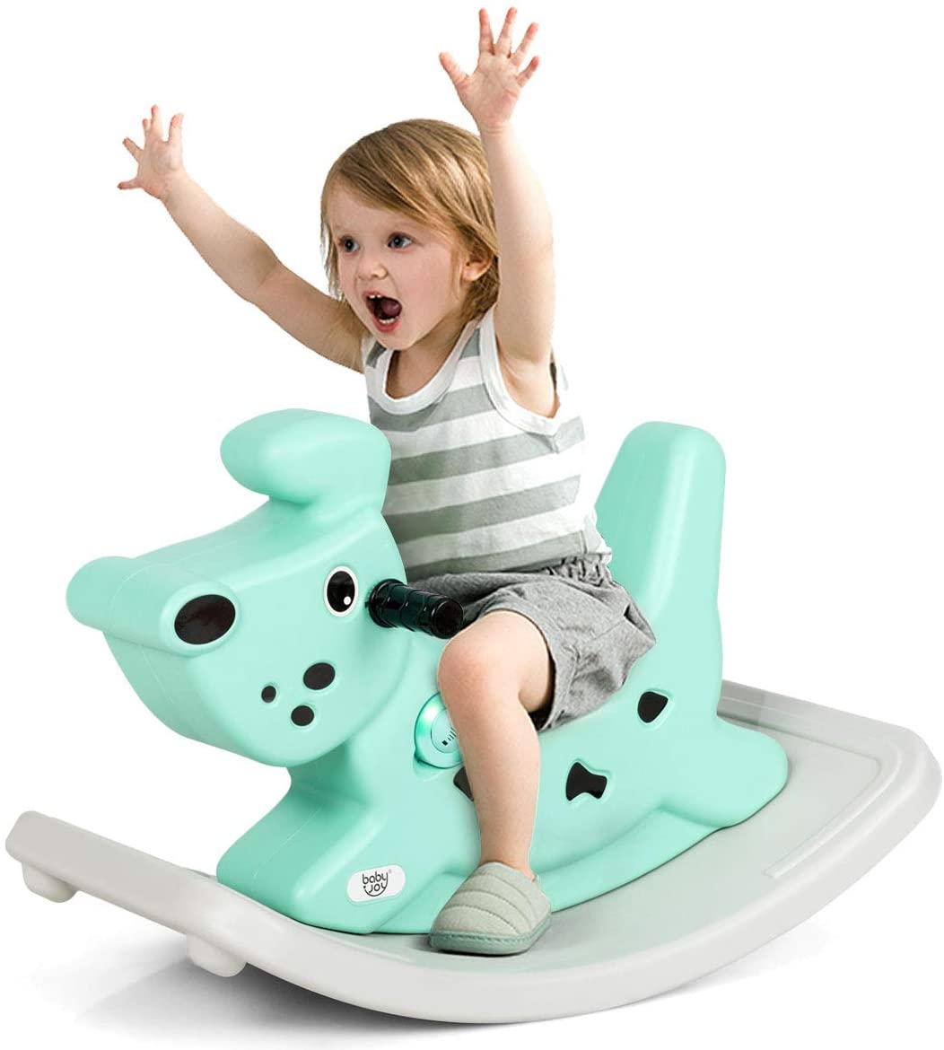 Kids Rocking Horse, Toddler Ride On Toy with Grip Handles, Music, and