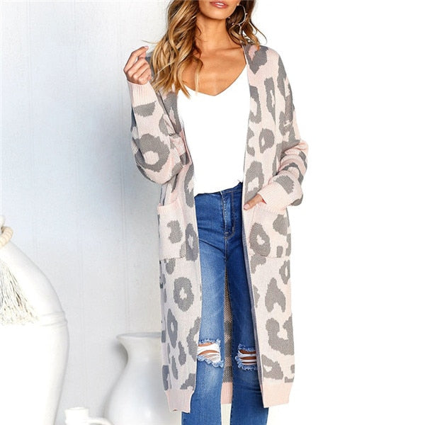 Liva Sexy Leopard Printed Cardigan Sweater Women 2018 Autumn Winter Sweater Harajuku Long Sleeve Knitwear Sweater Sueter Mujer