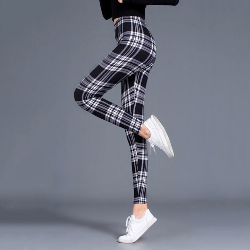 Plaid Leggings Women Sexy Pants Push Up Leggings Fashion Fitness Leggins Gym Sporting Plus Size High Waist Trousers