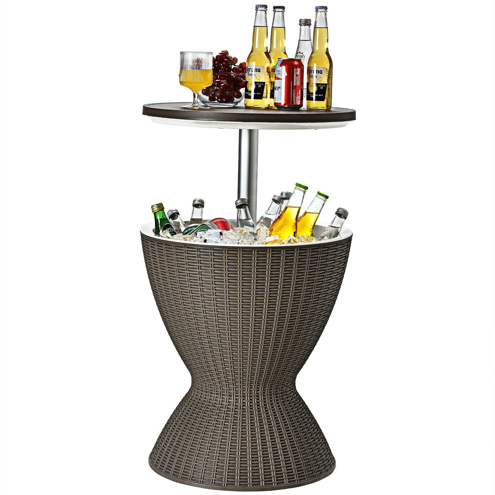 30L Patio Ice Cooler Table with Extendable Tabletop