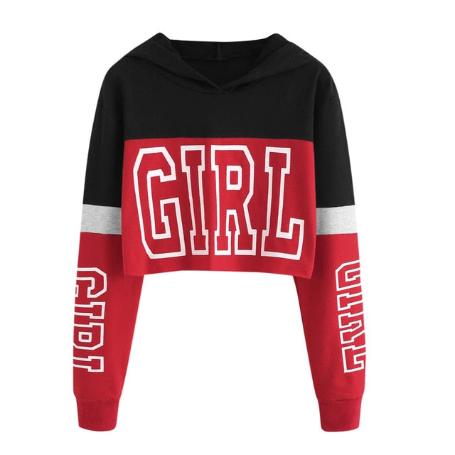 Harajuku Hoodies Sweatshirt Women Streetwear Letter Crop Top Hoodie