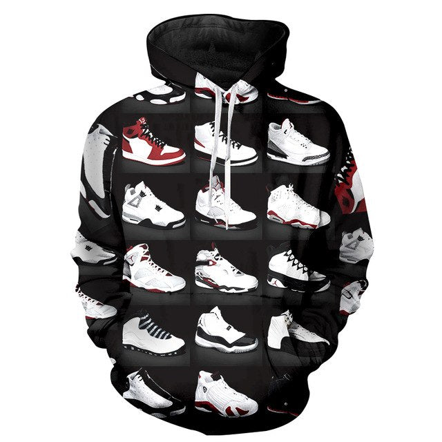 Hoodie Sweatshirts Men Womens Hoodies Long Sleeve 3D JORDAN 23 Classic Shoes Print Hip Hop Streetwear Hoody Pullover Jacket