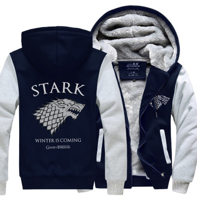 Fleece Thicken Sweatshirt Men Brand High Quality Jackets Coat Men's Sweatshirt Game of Thrones House