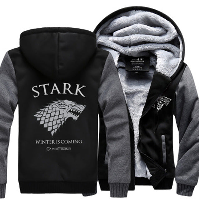 Fleece Thicken Sweatshirt Men Brand High Quality Jackets Coat Men's Sweatshirt Game of Thrones House