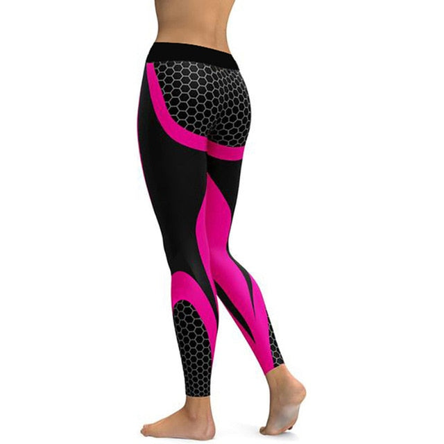 Mesh Pattern Print Leggings fitness Leggings For Women Sporting Workout Leggins Elastic Slim Black White Pants