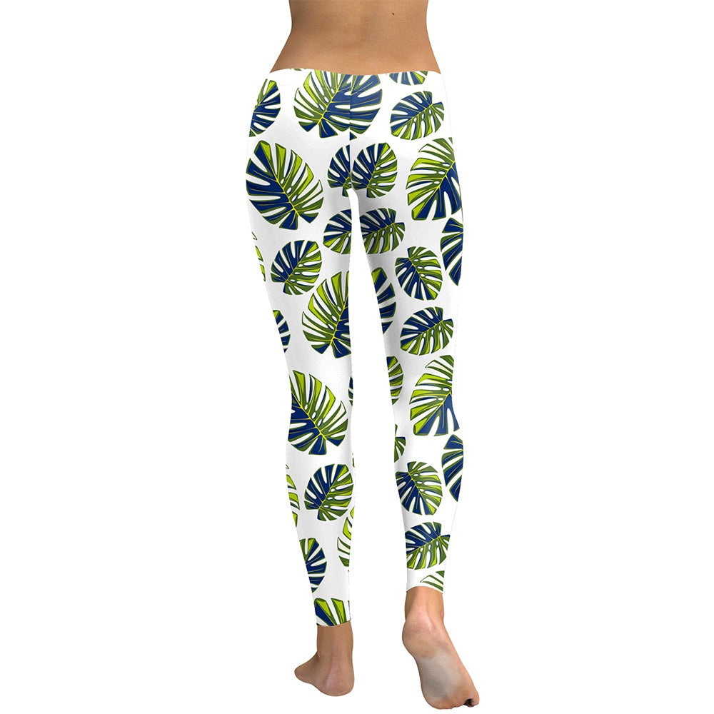 New Arrival Tree Leaf 2018 Women Leggings Fresh Tropical Leaves Digital Print Legging High Waist Workout Leggins