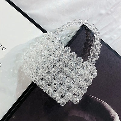 Transparent Crystal Bag Designer Pearls Jelly Bag Clutch Clear Bag