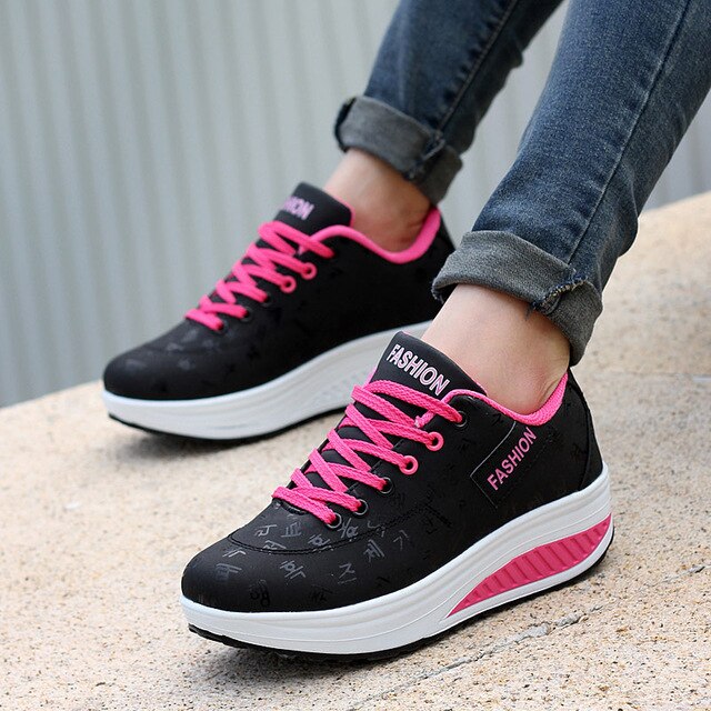 women running shoes sneakers female breathable thick bottom wedges outdoor