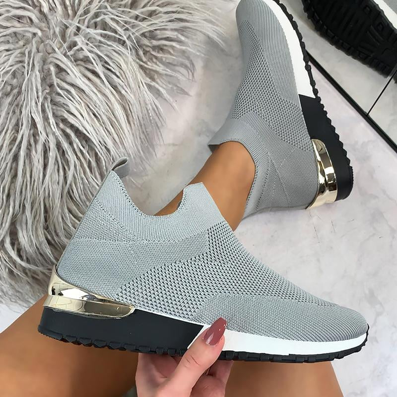 Summer Shoes For Women 2021 New Elegant Elastic Slip-on Flat Shoes For Women Mesh Upper Breathable Sneakers Zapatillas Mujer