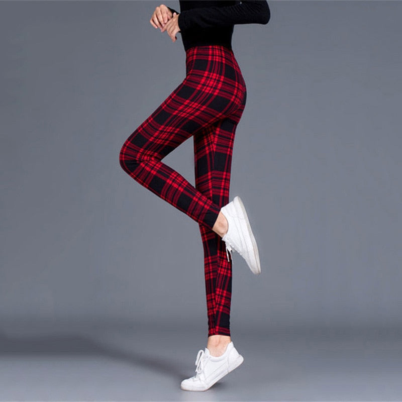 Plaid Leggings Women Sexy Pants Push Up Leggings Fashion Fitness Leggins Gym Sporting Plus Size High Waist Trousers