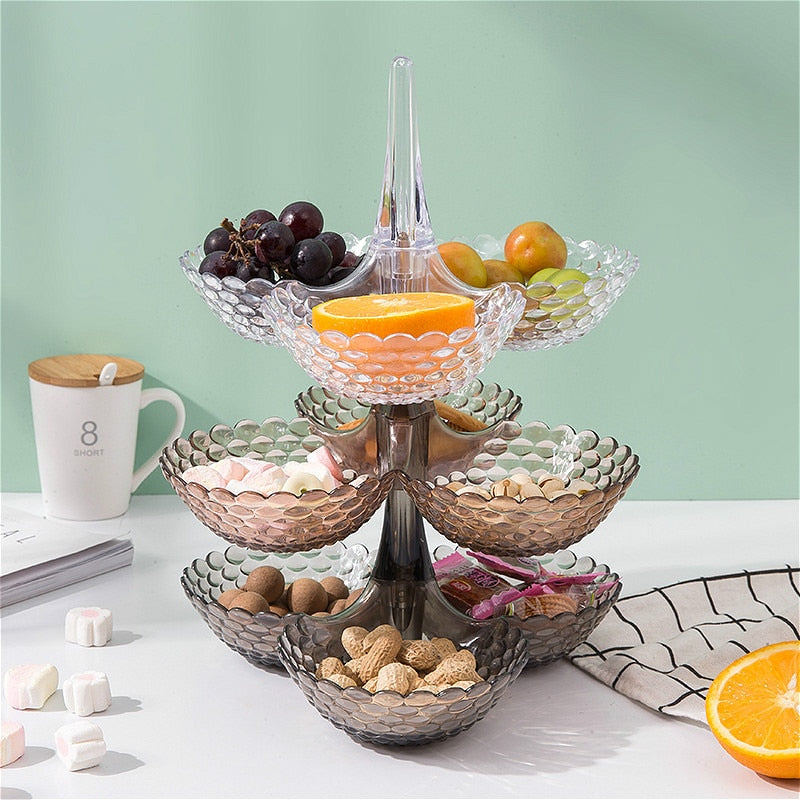 Stacked  European Storage Tray Multi-layer Plastic Plate Dried Fruit Snack Platter Bowl Table Snack Candy Trays Rack Organizer