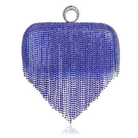 Tassel Rhinestone Finger Ring Evening Bags Diamonds Wedding Handbags Women Day Clutch Mini Purse Bag With Chain