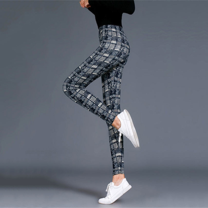 Plaid Leggings Women Sexy Pants Push Up Leggings Fashion Fitness Leggins Gym Sporting Plus Size High Waist Trousers