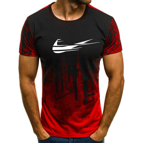 Summer personality printing men's T-shirt, sports printed short-sleeved camouflage T-shirt.