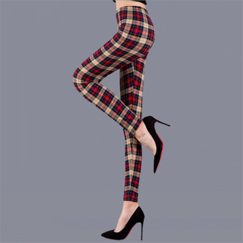 Plaid Leggings Women Sexy Pants Push Up Leggings Fashion Fitness Leggins Gym Sporting Plus Size High Waist Trousers