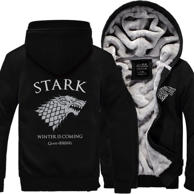 Fleece Thicken Sweatshirt Men Brand High Quality Jackets Coat Men's Sweatshirt Game of Thrones House