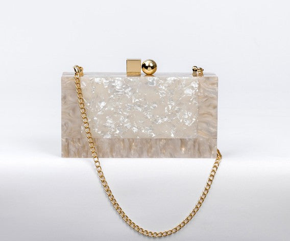 Women's bag 2021 new sweet lady ice crackle acrylic Dinner Bag personalized One Shoulder Messenger chain box bag