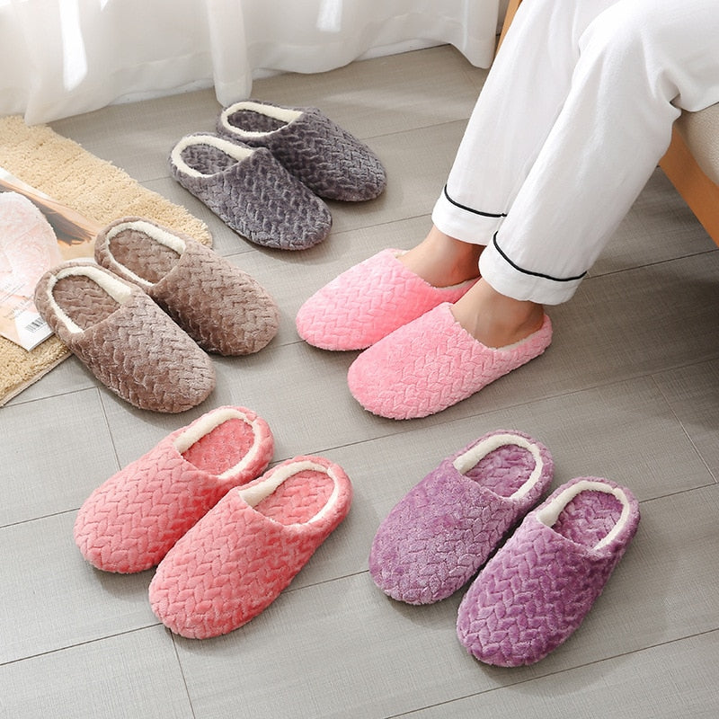 Women Indoor Slippers Warm Plush Lovers Home Slipper Anti Slip Autumn Winter Shoes Woman House Floor Soft Slient Slides SH072701