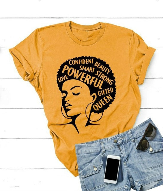 Afro Lady Shirt Women Feminist Tee Girl Power Ladycasual  Tshirt Summer