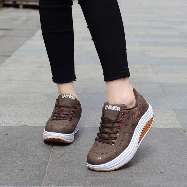 women running shoes sneakers female breathable thick bottom wedges outdoor