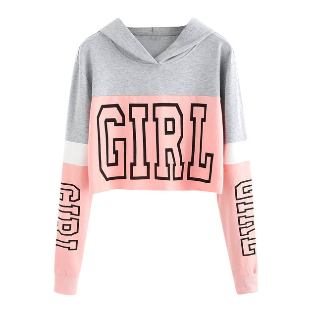 Harajuku Hoodies Sweatshirt Women Streetwear Letter Crop Top Hoodie