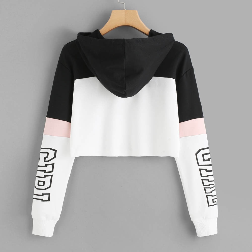 Harajuku Hoodies Sweatshirt Women Streetwear Letter Crop Top Hoodie