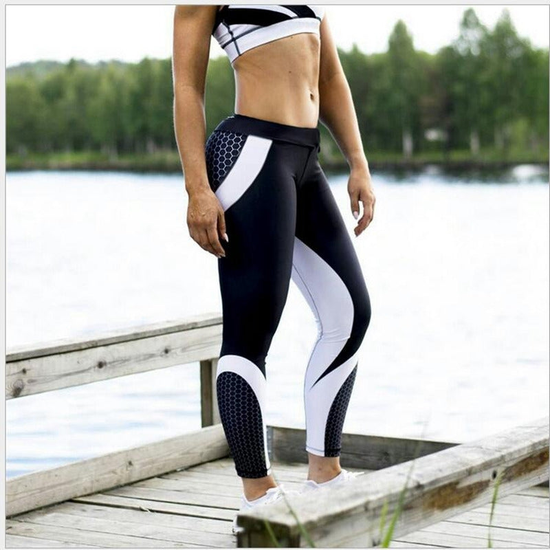 New Arrival Pattern Leggings Women Printed Pants Work Out Sporting Slim White Black Trousers Fitness Leggins