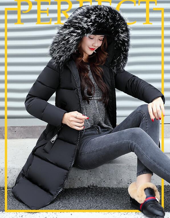 New Winter Jacket Women Large Fur Collar Padded Cotton Warm Jacket Winter Coat Women Parka Casacos de inverno feminino