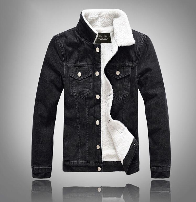 Winter Men's Casual Denim Jacket Plus Velvet Warm Cotton Coat