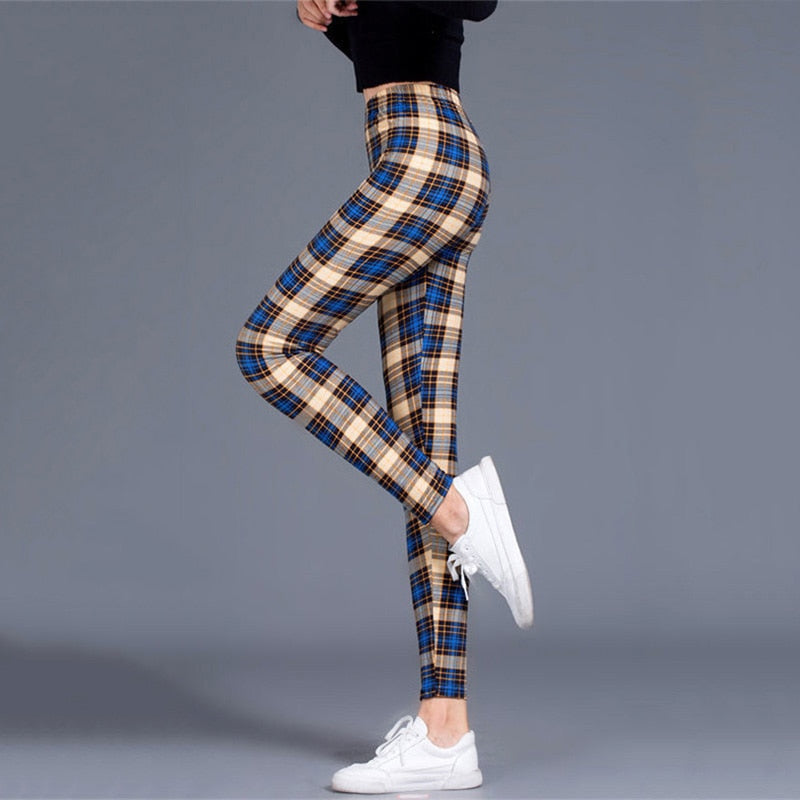 Plaid Leggings Women Sexy Pants Push Up Leggings Fashion Fitness Leggins Gym Sporting Plus Size High Waist Trousers