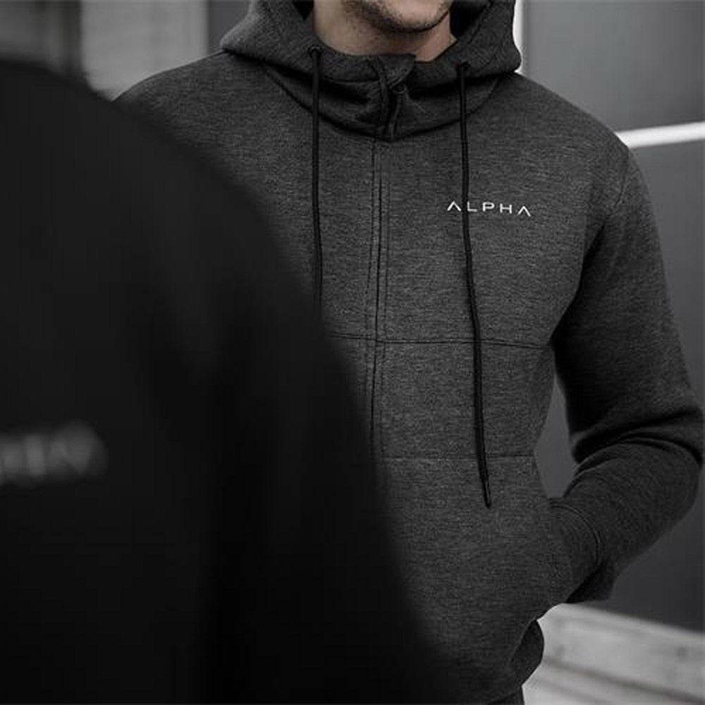 Mens Hoodies Fashion Alpha Brand Hoody Cotton Long Sleeves SweatShirt Zipper Cardigan Style Hoody Male Casual Sweatshirt