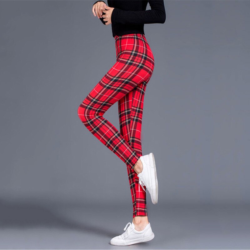 Plaid Leggings Women Sexy Pants Push Up Leggings Fashion Fitness Leggins Gym Sporting Plus Size High Waist Trousers