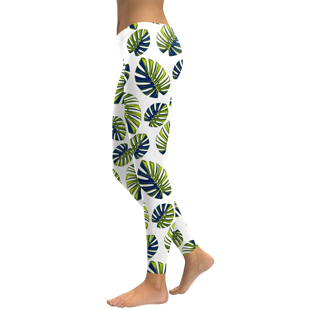 New Arrival Tree Leaf 2018 Women Leggings Fresh Tropical Leaves Digital Print Legging High Waist Workout Leggins