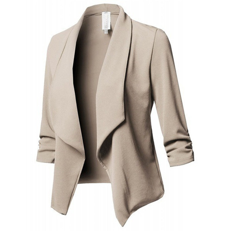 Women Black Blazers Cardigan Coat 2019 Long Sleeve Women Blazers and Jackets Ruched Asymmetrical Casual Business Suit Outwear