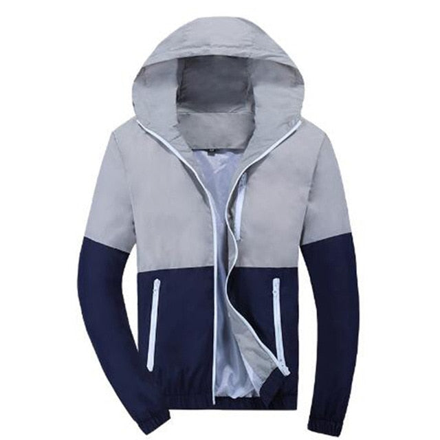 Patchwork Hoodies Men Zipper Sweatshirts Windbreaker Autumn Spring Sportswear Slim Male Hip Hop Tracksuit