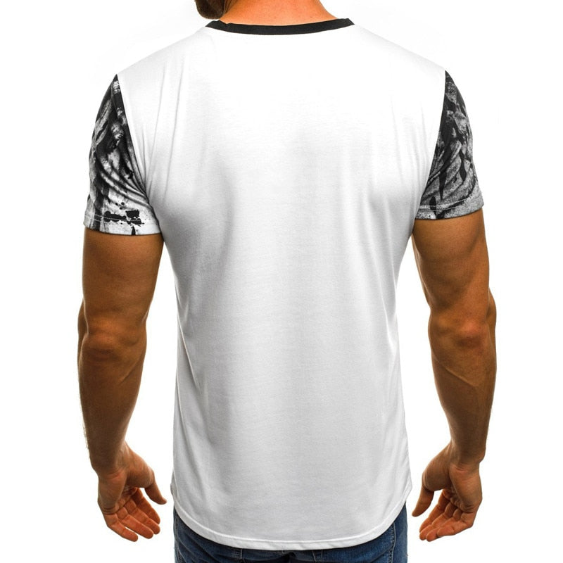 Summer personality printing men's T-shirt, sports printed short-sleeved camouflage T-shirt.