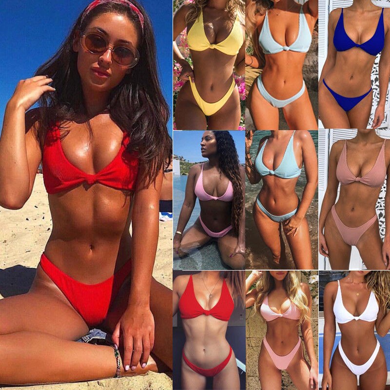 2021 Summer New Sexy Women Bikini Sets Padded Bra Thong Bottoms Swimwear Swimsuit Set Bathing Suits Swimwears Costume Hot