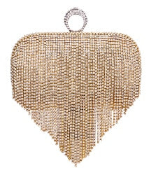 Tassel Rhinestone Finger Ring Evening Bags Diamonds Wedding Handbags Women Day Clutch Mini Purse Bag With Chain