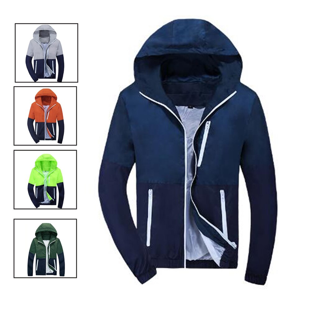 Patchwork Hoodies Men Zipper Sweatshirts Windbreaker Autumn Spring Sportswear Slim Male Hip Hop Tracksuit