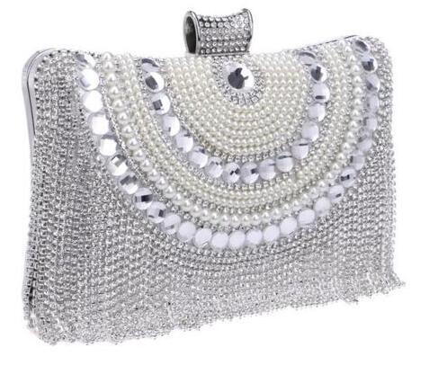 Rhinestones Tassel Clutch Diamonds Beaded Metal Evening Bags Chain Shoulder Messenger Purse Evening Bags For Wedding Bag