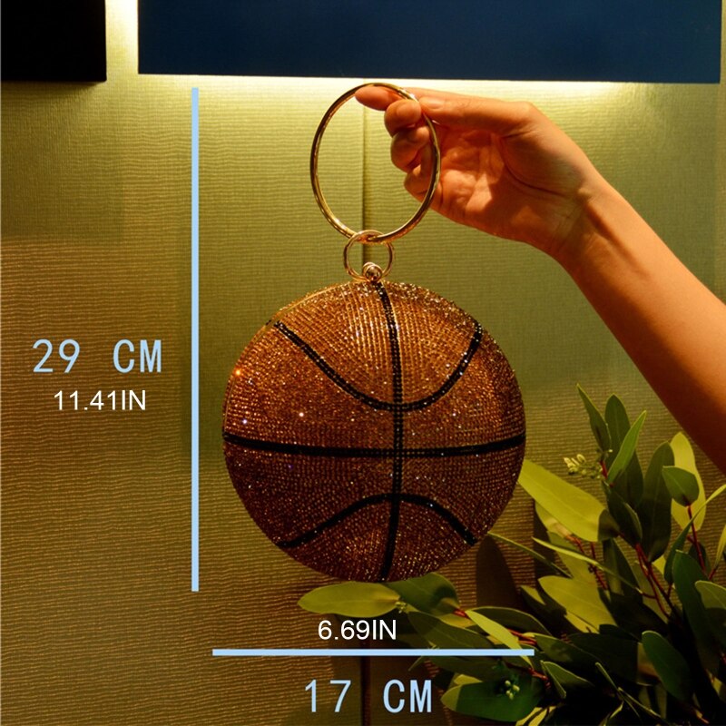 Women Basketball Evening Clutch Glitter Shoulder Bag Bridal Party Prom Wedding Crossbody Handbag Purse