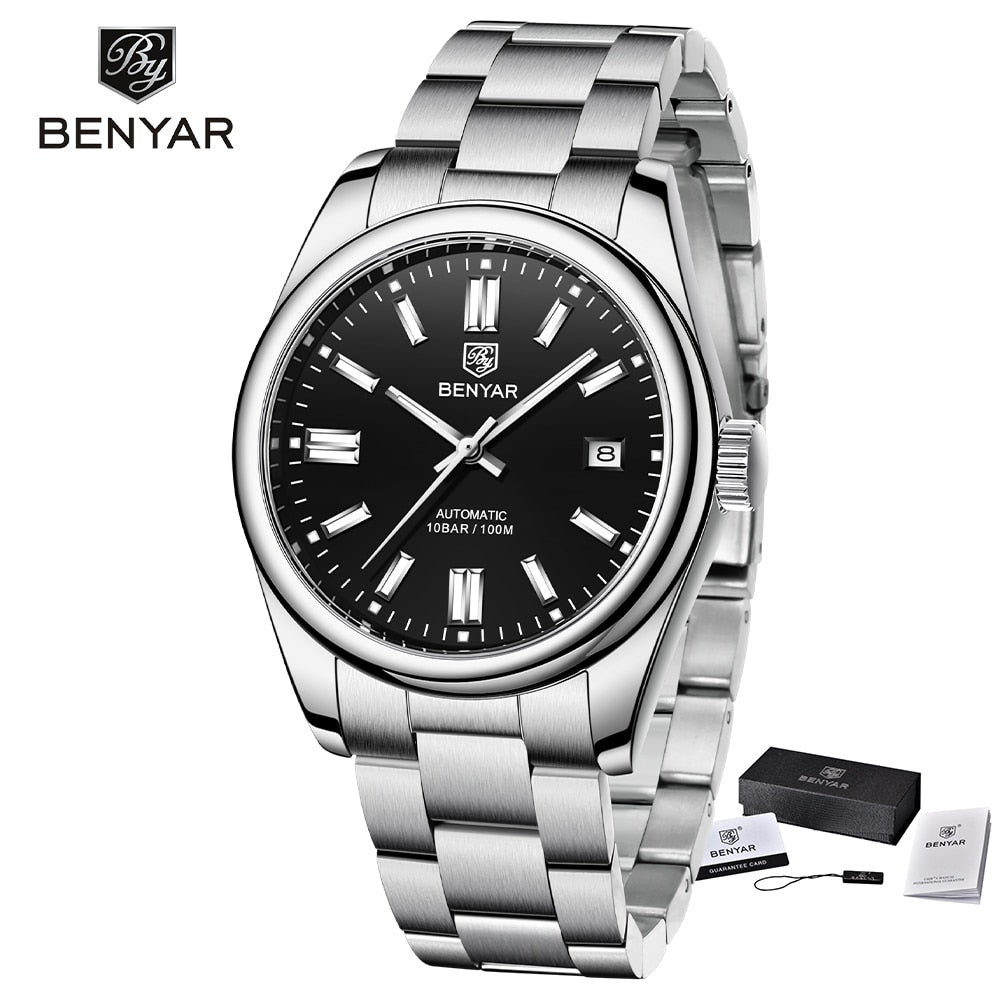 2022 BENYAR New Luxury Men Mechanical Wristwatches 10Bar Waterproof Automatic Watch Stainless Steel Sports Diving Watch for Men