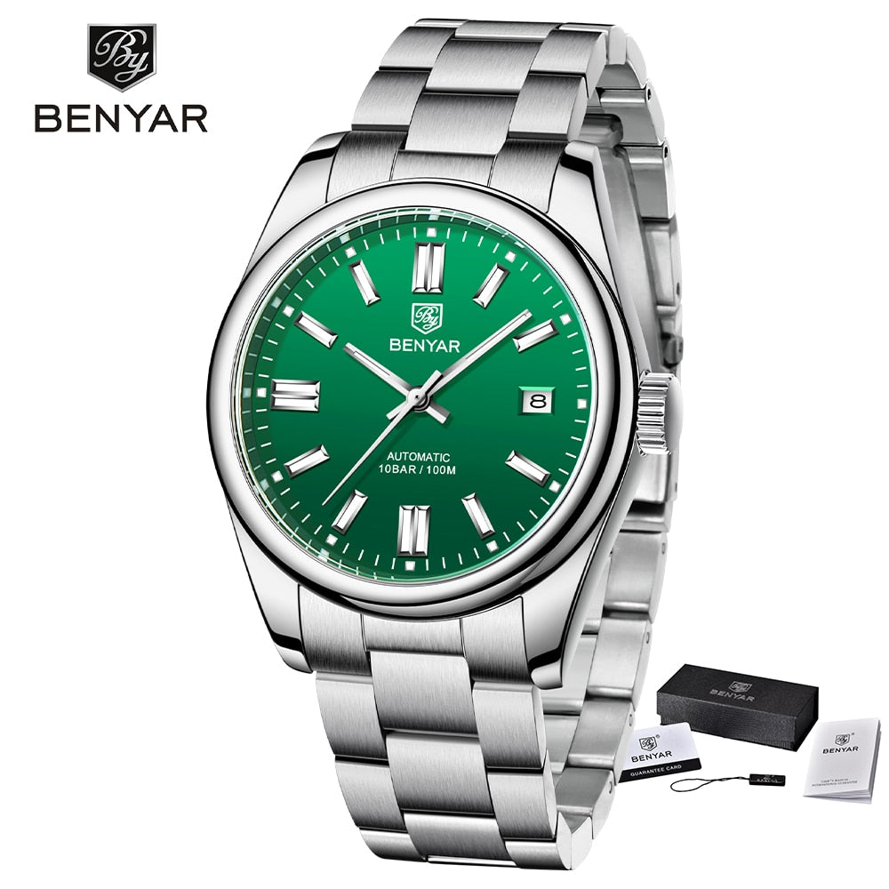 2022 BENYAR New Luxury Men Mechanical Wristwatches 10Bar Waterproof Automatic Watch Stainless Steel Sports Diving Watch for Men