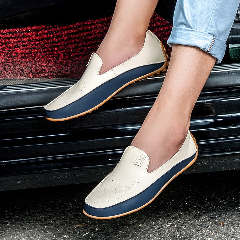 Fashion Leather Shoes For Men New Slip On Loafers Plus Size 47 Casual Driving Shoes WideBusiness Shoes Sneaker Male