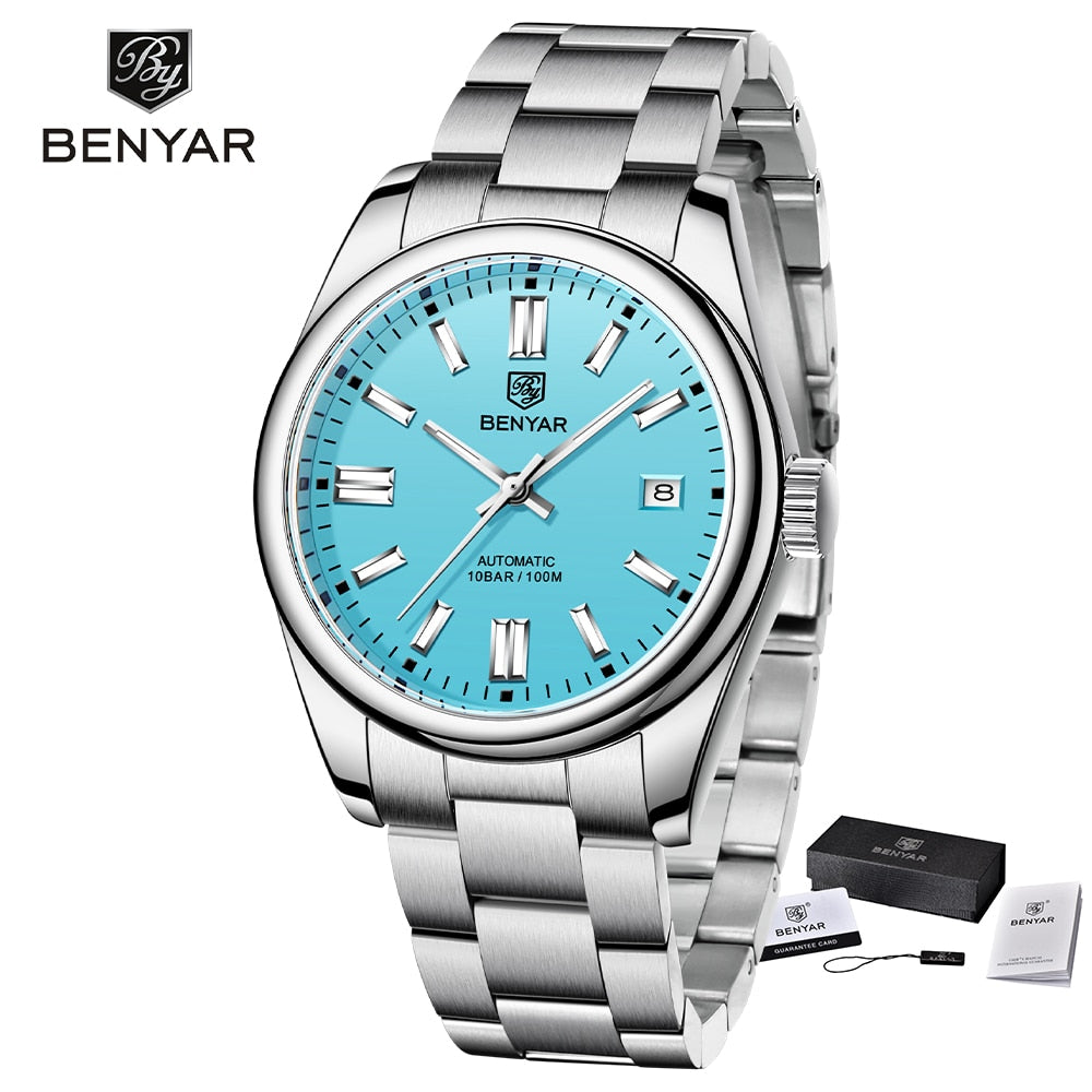 2022 BENYAR New Luxury Men Mechanical Wristwatches 10Bar Waterproof Automatic Watch Stainless Steel Sports Diving Watch for Men