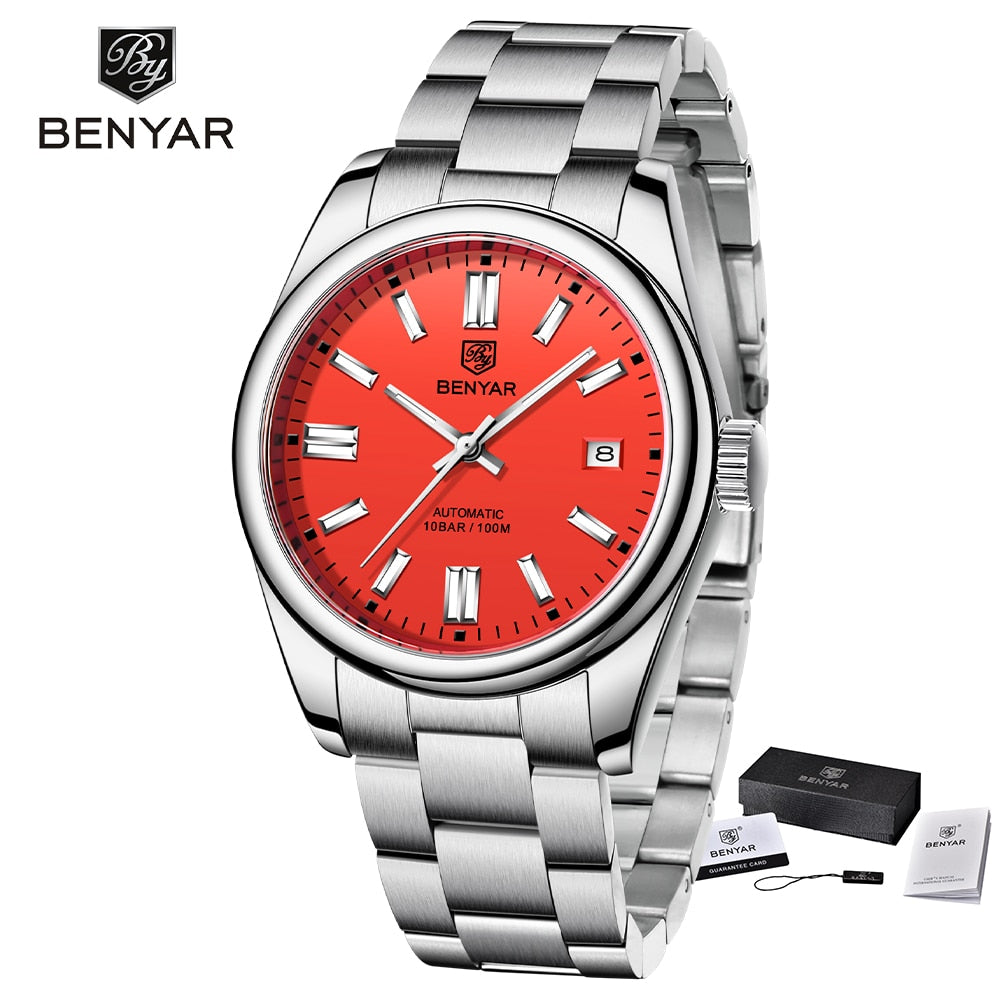 2022 BENYAR New Luxury Men Mechanical Wristwatches 10Bar Waterproof Automatic Watch Stainless Steel Sports Diving Watch for Men