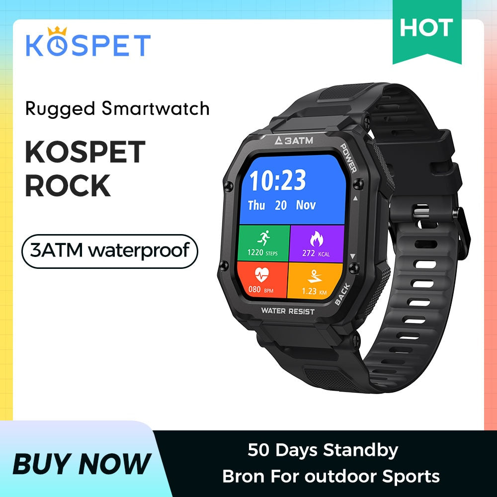 KOSPET 2021 Smart Watch ROCK Rugged Watch For Men Outdoor Sports Waterproof Fitness Tracker Blood Pressure Monitor smartwatch