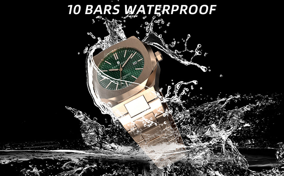 Sapphero Fashion Sport Mens Watches 100M Waterproof MIYOTA Quartz Movement Auto Date Stainless Steel Clock Elegant Gift for Men