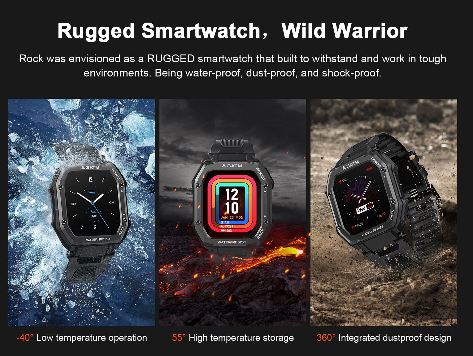 KOSPET ROCK Rugged Outdoor Sports Smart Watch Men Full Touch Fitness Tracker Blood Pressure Monitor Smartwatch Christmas gift